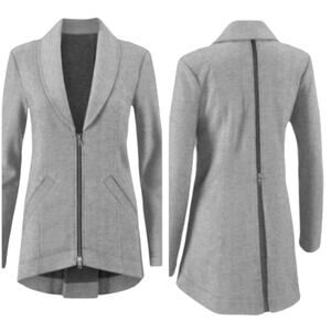 CAbi Women's 5300 Drop Off Gray Striped Zip Front Jersey Knit Jacket Medium